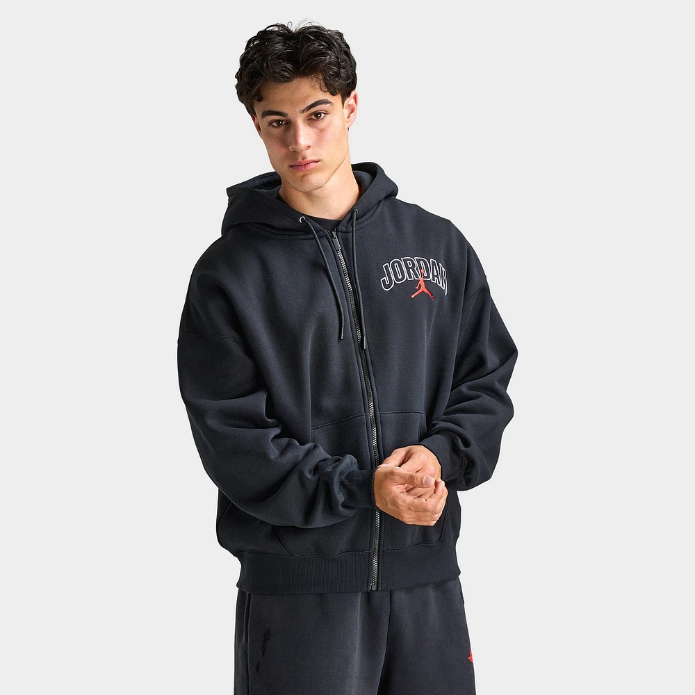 Jordan Brooklyn Oversized Full Zip Hoodie Black / Sail - Gym Red