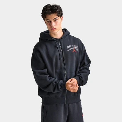 Jordan Brooklyn Oversized Full Zip Hoodie Black / Sail - Gym Red