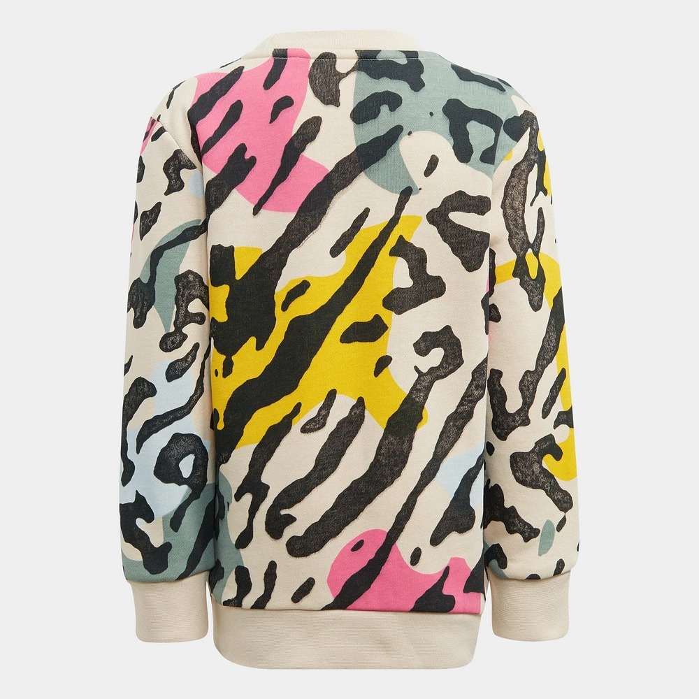 adidas Originals Kids' Animal Print Crew Set Sand Strata / Multicolour