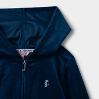 Juicy Couture Junior Girls' Velour Full-Zip Hoodie / Poseidon