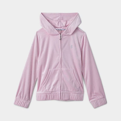 Juicy Couture Junior Girls' Velour Full-Zip Hoodie / Pink Lady