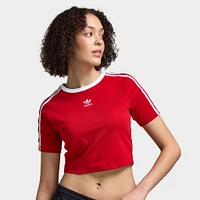 adidas Women's 3 Stripe Baby T-Shirt / Better Scarlet