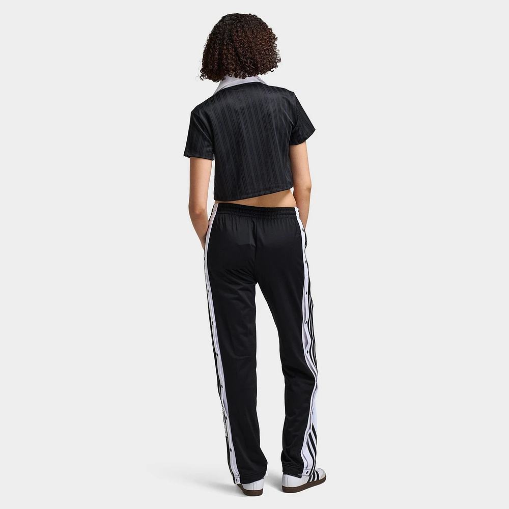 adidas Women's Football Jacquard V-Neck Crop Polo / Black
