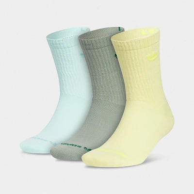 adidas Originals Trefoil 2.0 3-Pack Crew Socks Aqua Blue / Silver Green - Powder Yellow