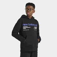 New Balance Junior Boys' Linear Logo Popover Hoodie Black