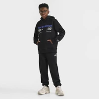 New Balance Junior Boys' Linear Logo Pullover Hoodie / Black