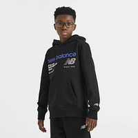 New Balance Junior Boys' Linear Logo Pullover Hoodie / Black