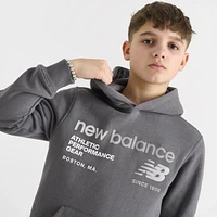 New Balance Junior Boys' Linear Logo Pullover Hoodie / Castle Rock
