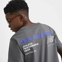 New Balance Junior Boys' Linear Logo Back Hit Tee / Castle Rock