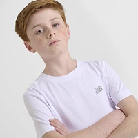 New Balance Junior Boys' Linear Logo Back Hit Tee / White