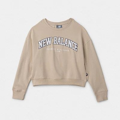 New Balance Junior Girls' Graphic Pullover Crewneck / Stoneware