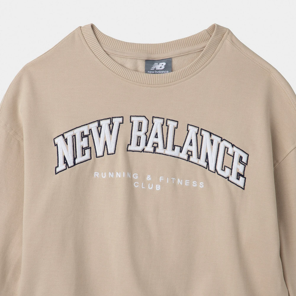 New Balance Junior Girls' Graphic Pullover Crewneck / Stoneware