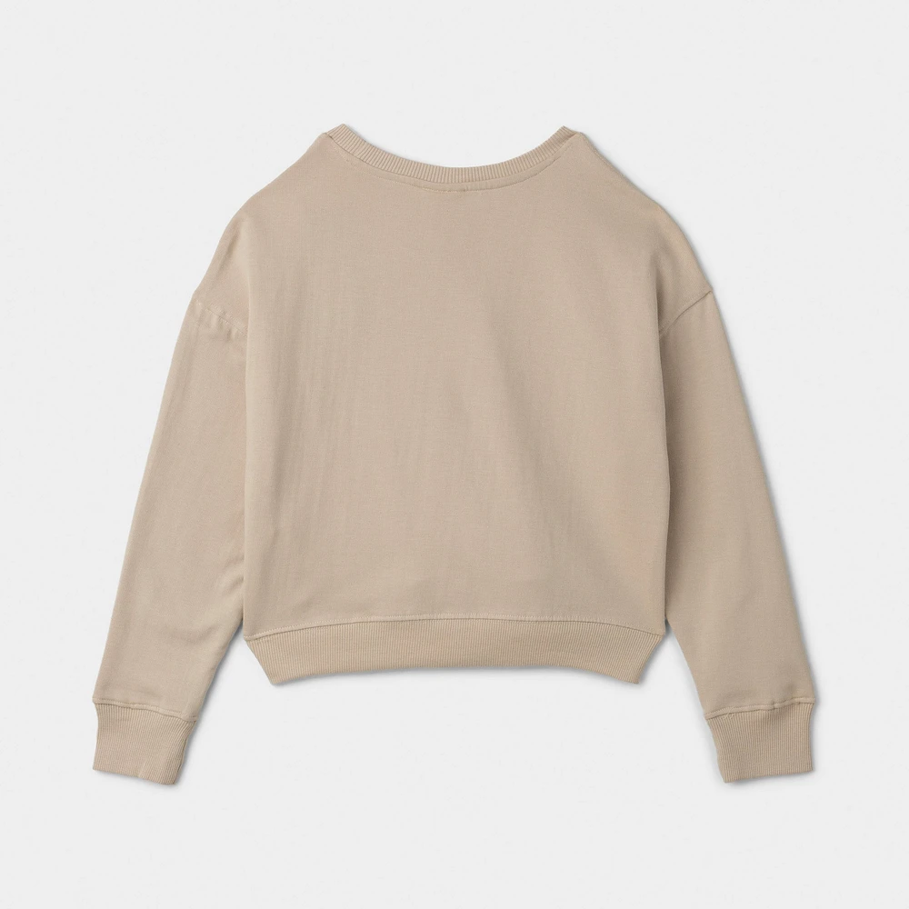 New Balance Junior Girls' Graphic Pullover Crewneck / Stoneware