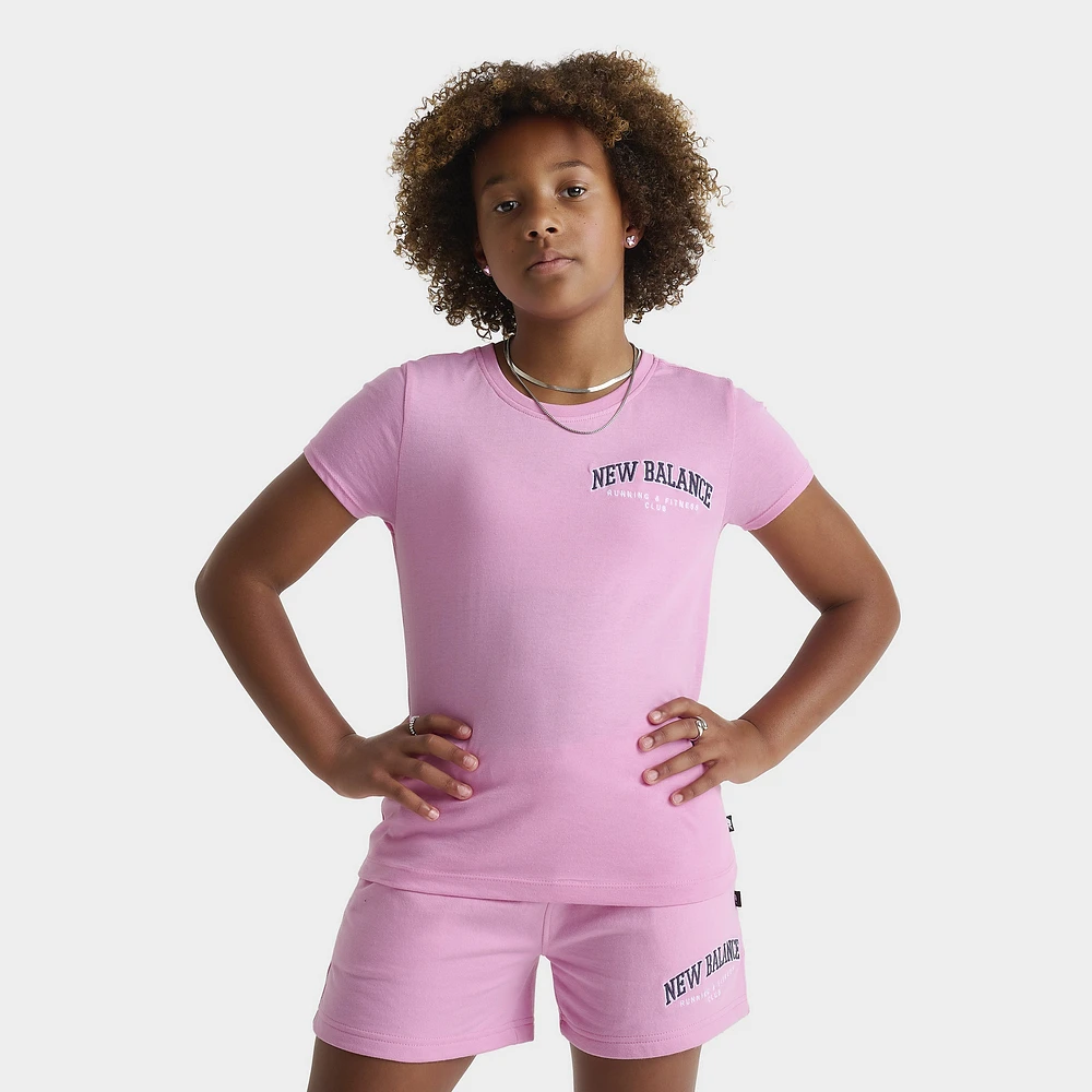 New Balance Junior Girls' Club Baby Tee Rose Sugar