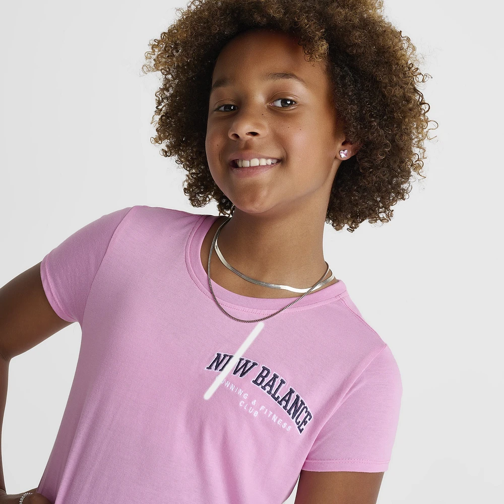 New Balance Junior Girls' Club Baby Tee Rose Sugar