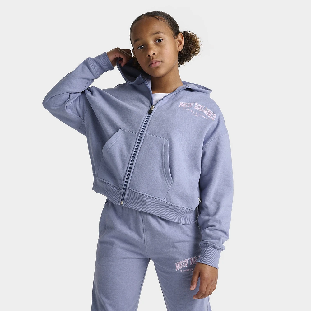 New Balance Junior Girls' Full Zip Hoodie / Dusk Shower