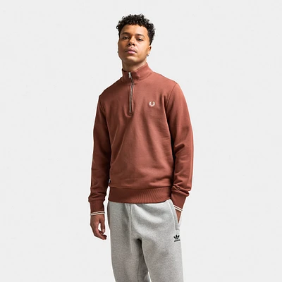 Fred Perry Half Zip Sweatshirt Whiskey Brown / Porridge Marl