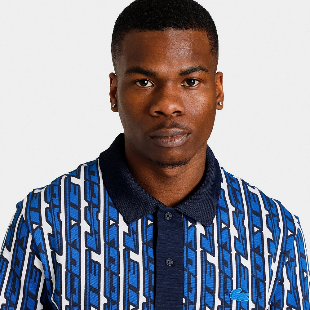 Lacoste Active Movement Two-Tone Printed Polo T-shirt White / Blue