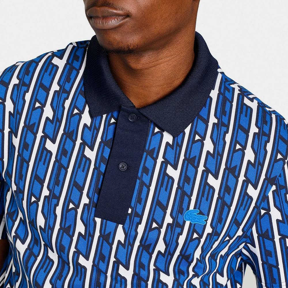 Lacoste Active Movement Two-Tone Printed Polo T-shirt White / Blue