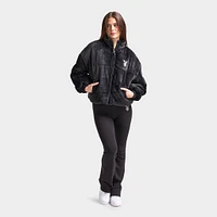 Playboy Women's Bunny Velour Puffer Jacket / Black