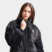 Playboy Women's Bunny Velour Puffer Jacket / Black