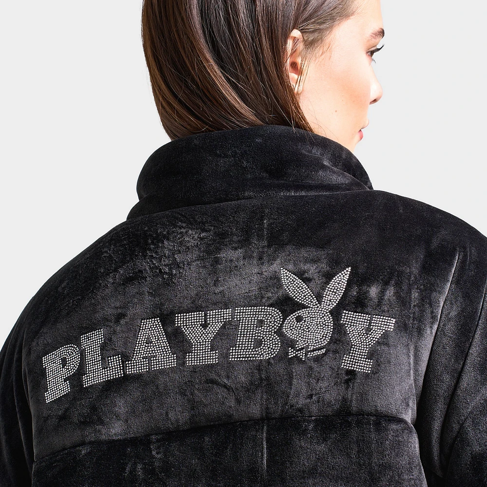 Playboy Bunny Velour Puffer Jacket / Black