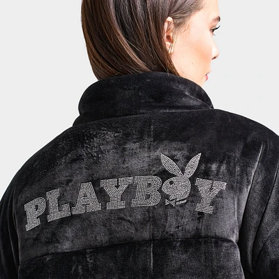 Playboy Bunny Velour Puffer Jacket / Black