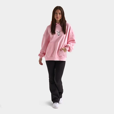 Playboy Script Oversized Graphic Hoodie / Pink