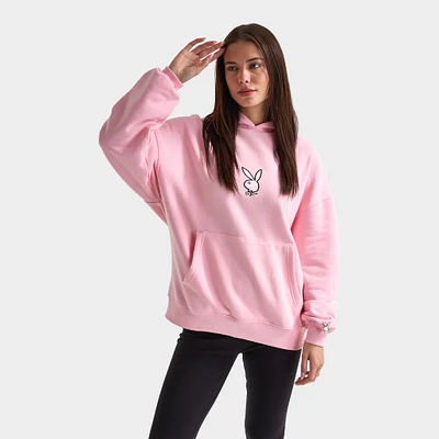 Playboy Script Oversized Graphic Hoodie / Pink