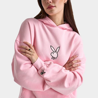 Playboy Script Oversized Graphic Hoodie / Pink