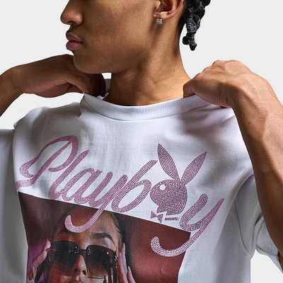 Playboy Diamonte Izabela Oversized Graphic T-Shirt / White