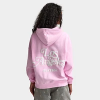 Playboy L.A Front Zip Oversized Hoodie / Baby Pink