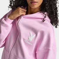 Playboy L.A Front Zip Oversized Hoodie / Baby Pink