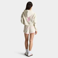 Playboy Casa Full Zip Cropped Hoodie Off White / Pinkesque