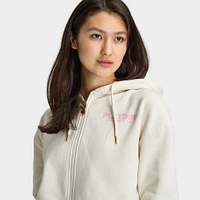 Playboy Casa Full Zip Cropped Hoodie Off White / Pinkesque