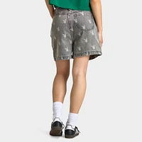 Playboy Bunny Logo Washed Denim Shorts / Light Grey