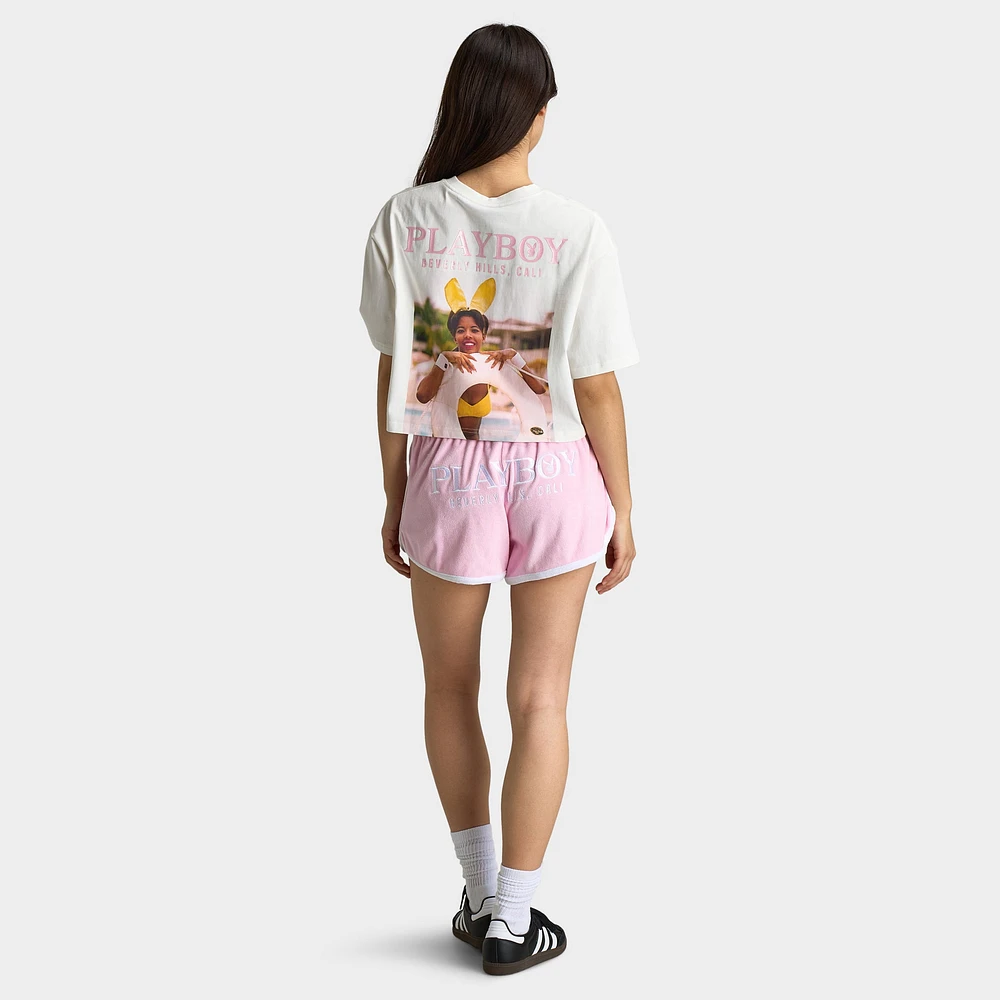 Playboy Women's California Club Tee Off White / Pinkesque