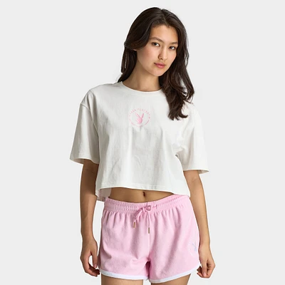 Playboy Women's California Club Tee Off White / Pinkesque