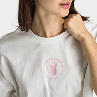 Playboy Women's California Club Tee Off White / Pinkesque