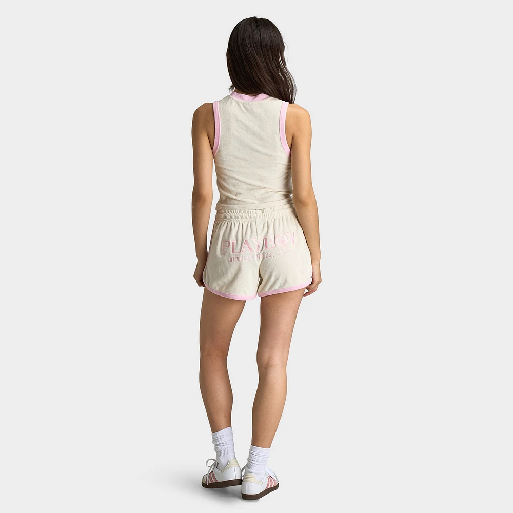 Playboy Casa Quarter Zip Terry Tank Top Off White / Pinkesque