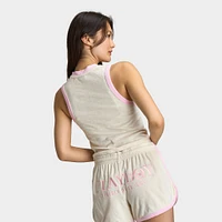 Playboy Casa Quarter Zip Terry Tank Top Off White / Pinkesque