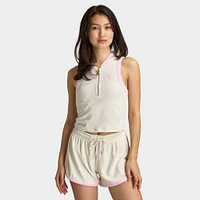 Playboy Casa Quarter Zip Terry Tank Top Off White / Pinkesque