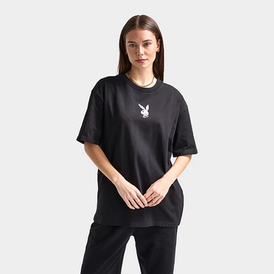 Playboy Women's Chrome RH Oversized Graphic T-Shirt / Black