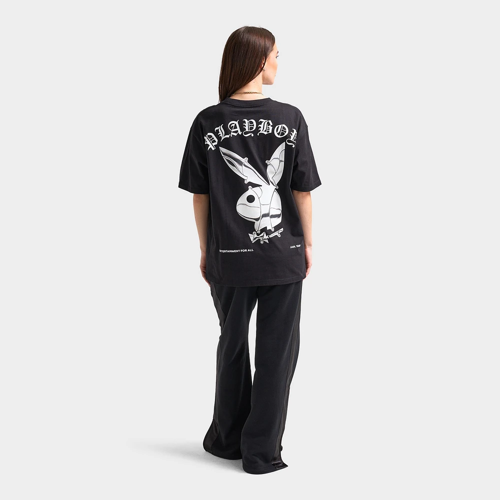 Playboy Chrome RH Oversized Graphic T-Shirt / Black