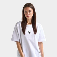 Playboy Lips Diamonte Graphic T-Shirt / White