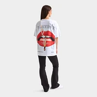 Playboy Lips Diamonte Graphic T-Shirt / White