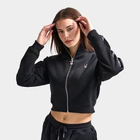 Playboy Script Cropped Track Top / Black