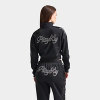 Playboy Script Cropped Track Top / Black