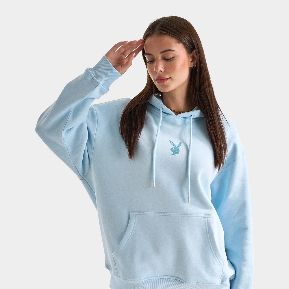 Playboy Women's Butterfly Diamonte Hoodie / Nantucket Breeze