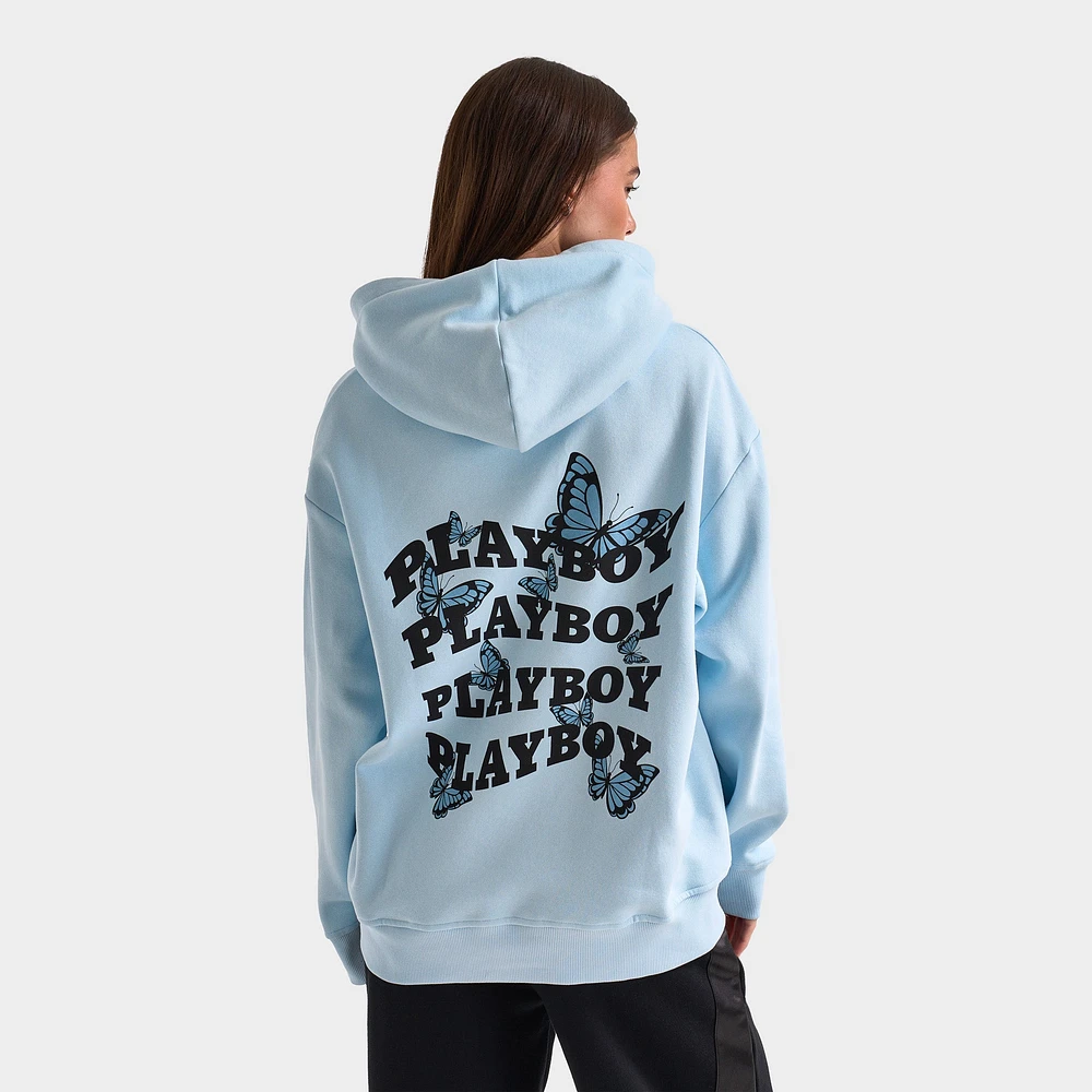 Playboy Women's Butterfly Diamonte Hoodie / Nantucket Breeze